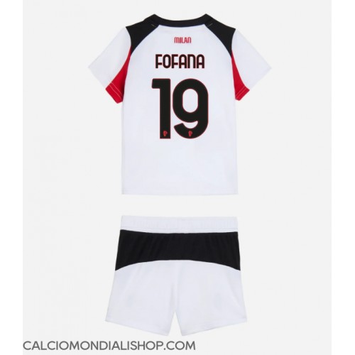 Maglie da calcio AC Milan Youssouf Fofana #19 Seconda Maglia Bambino 2025-26 Manica Corta (+ Pantaloni corti)